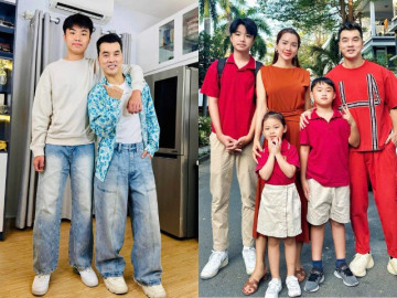 3 con nhà Ưng Hoàng Phúc rõ đẹp mắt: Quý tử là con riêng của Kim Cương nay cao ngưỡng 1m9, giống hệt bố dượng