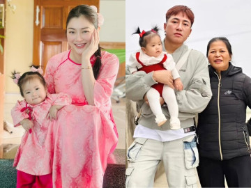 Thanh Trúc đưa con gái về thăm nhà chồng, ái nữ là bản sao của bố được bà nội bế bồng không rời tay