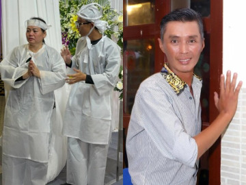 Vợ danh hài Bắc Hải cùng con thơ khóc ngất tại đám tang của chồng: Anh đi lạnh lẽo vậy anh