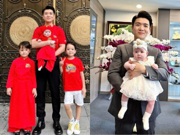 Cháu nội chào đời ở Mỹ của Bầu Hiển đón lễ 2/9 cùng anh chị, bố được nở mũi vì nếp, tẻ đều xinh yêu