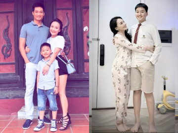 Thượng úy công an chuyên đóng phim VTV khoe con trai cao khổng lồ, quý tử trổ mã tuấn tú vượt xa gen bố