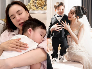Hồ Quỳnh Hương ru con trong biệt thự riêng, quý tử tuấn tú ngủ ngon trong lòng mẹ trông cực yêu