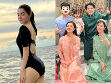 Mẹ 3 con của Vbiz khoe vòng 1 căng tràn dáng "mướt mát", sinh 3 ái nữ cực phẩm lại được chồng yêu chiều