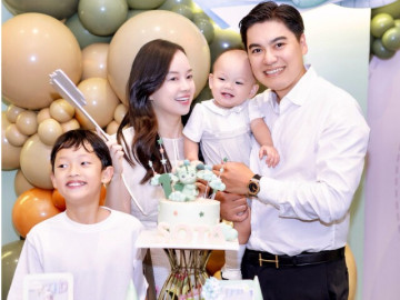 Ly Kute cùng chồng làm trong ngành công an dọn tiệc thôi nôi cho quý tử, em bé 1 tuổi giống hệt anh trai Khoai Tây