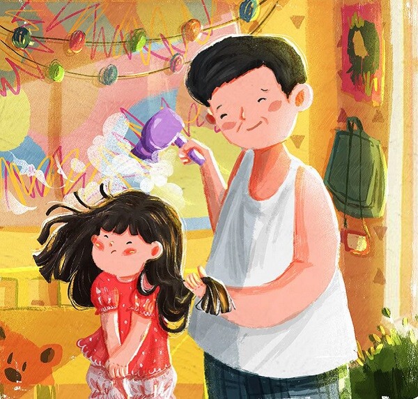 Đối với bé gái, sự quan tâm chăm sóc của bố giúp trẻ cảm thấy được yêu thương.