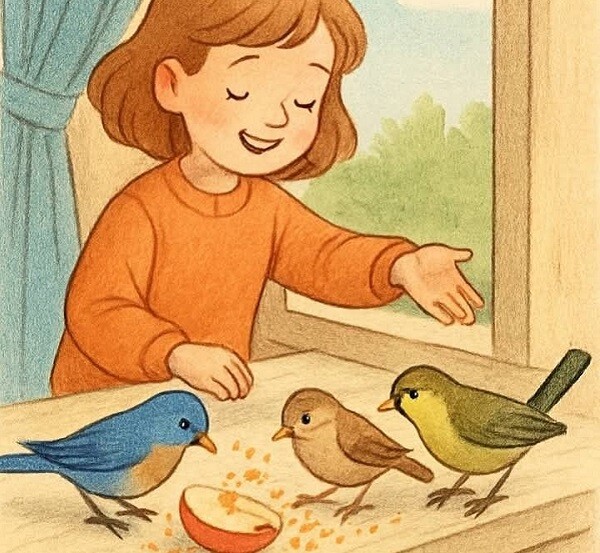 Đôi mắt trẻ đang tỏa sáng vì tò mò, khuôn mặt với một nụ cười tươi.