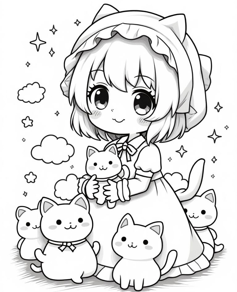 Tranh tô màu búp bê xinh đẹp và các món đồ chơi yêu thích cho bé gái - 17