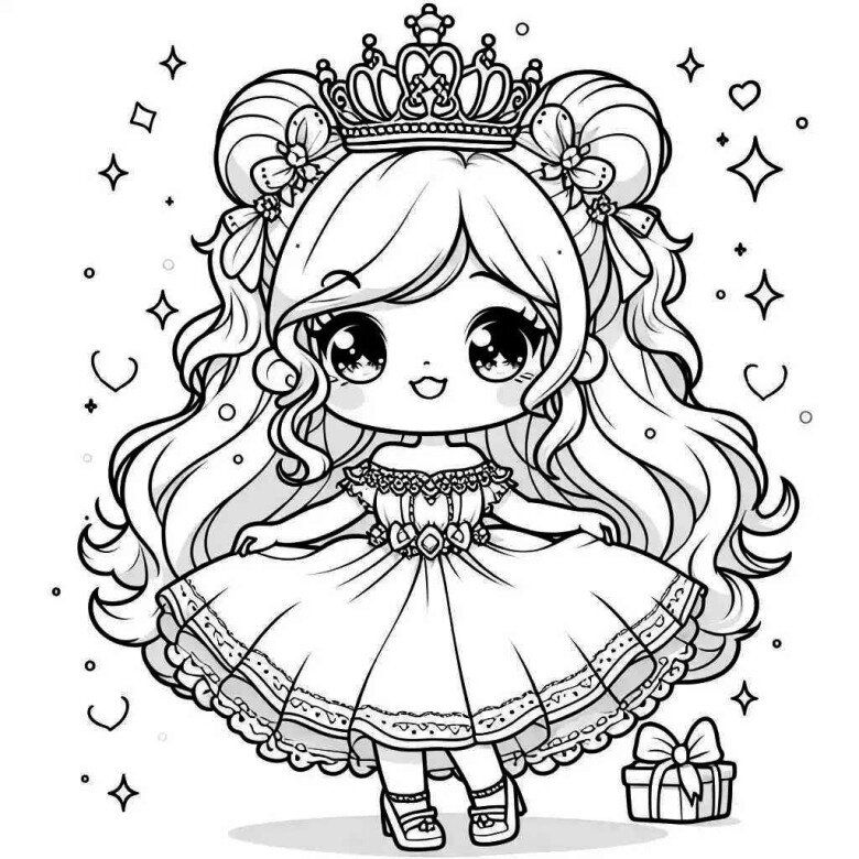 Tranh tô màu búp bê xinh đẹp và các món đồ chơi yêu thích cho bé gái - 3