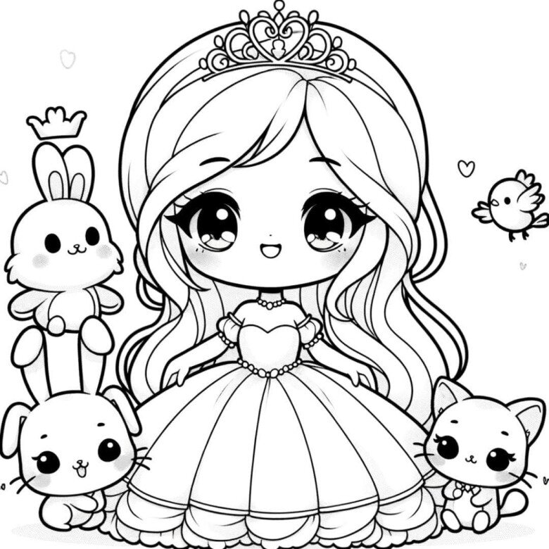 Tranh tô màu búp bê xinh đẹp và các món đồ chơi yêu thích cho bé gái - 4