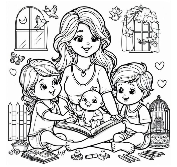 Bé tô màu tranh gia đình tặng bố mẹ ngày Vu Lan báo hiếu - 16