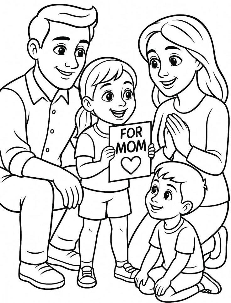 Bé tô màu tranh gia đình tặng bố mẹ ngày Vu Lan báo hiếu - 17