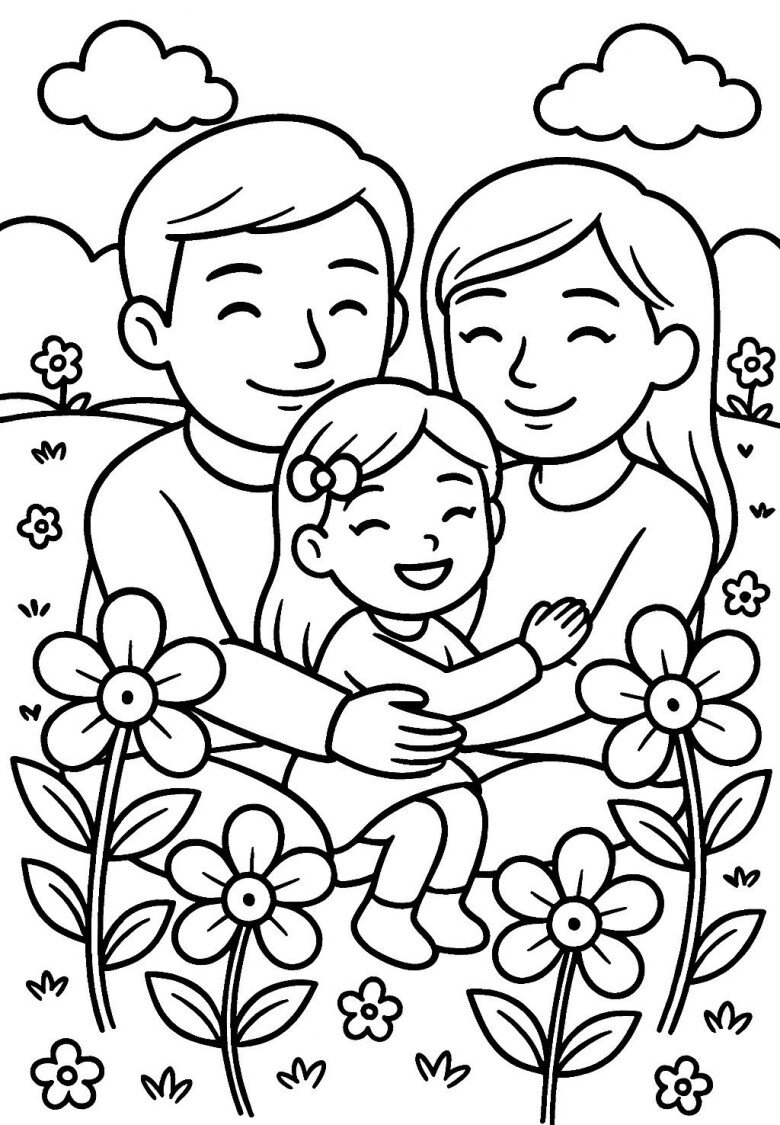 Bé tô màu tranh gia đình tặng bố mẹ ngày Vu Lan báo hiếu - 4