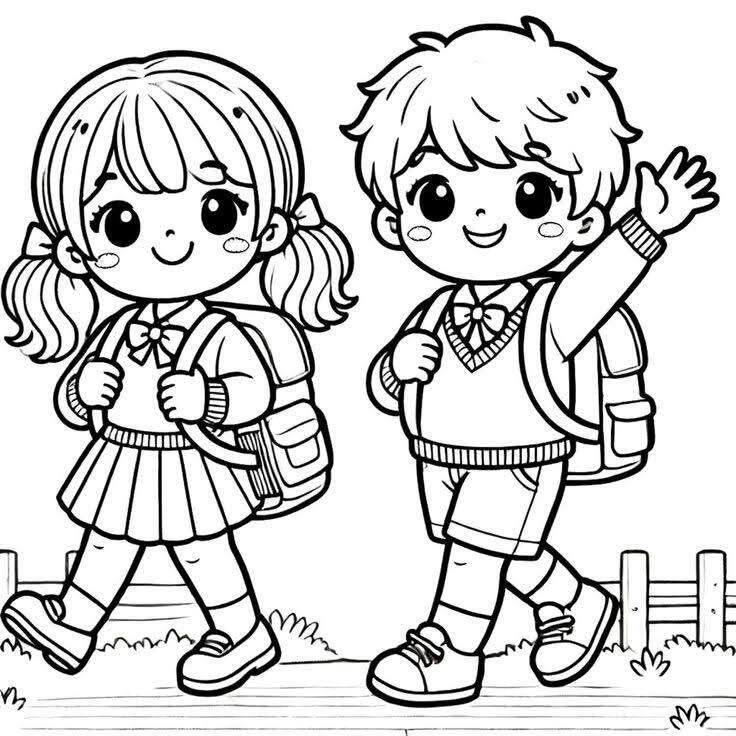 Tranh tô màu trường học, giúp bé hào hứng làm quen năm học mới - 1