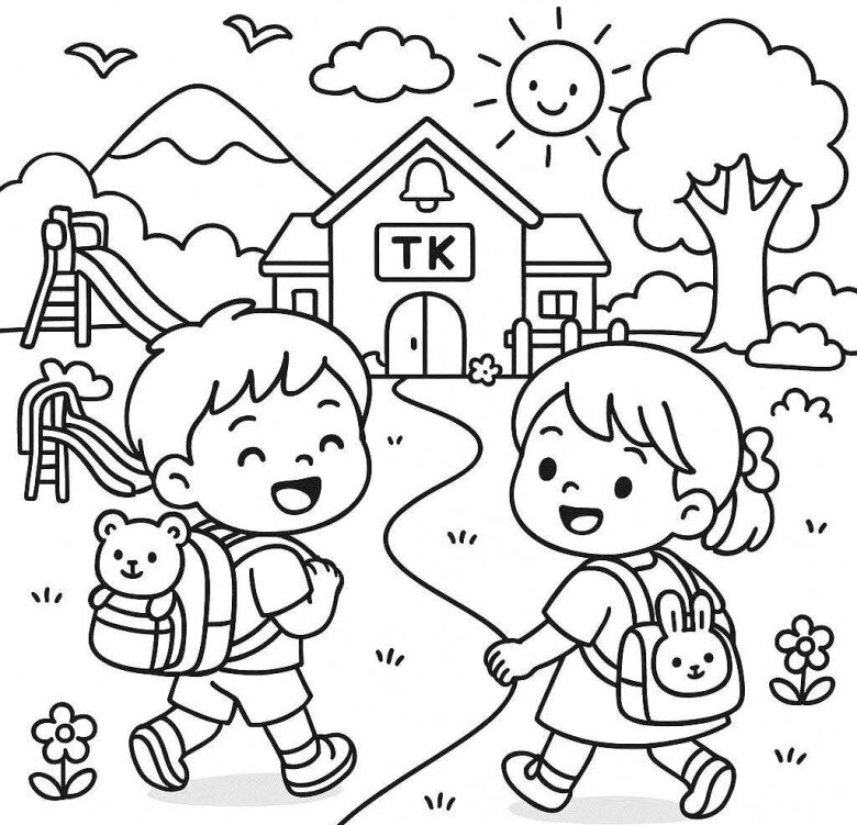 Tranh tô màu trường học, giúp bé hào hứng làm quen năm học mới - 2