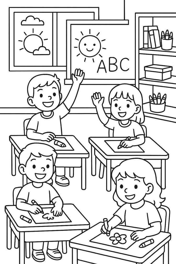 Tranh tô màu trường học, giúp bé hào hứng làm quen năm học mới - 3