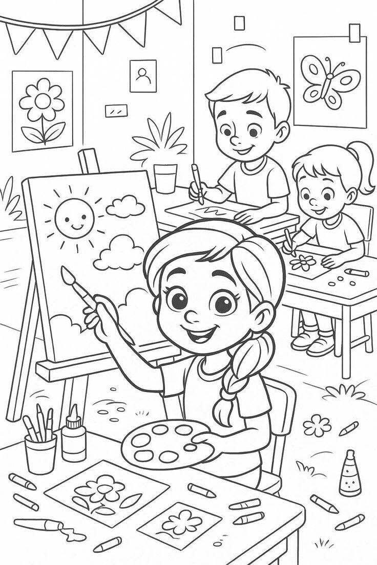 Tranh tô màu trường học, giúp bé hào hứng làm quen năm học mới - 5