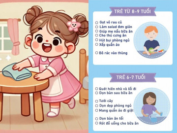 Infographic: Giao trẻ làm việc nhà theo độ tuổi, nền tảng tương lai lớn lên thành công