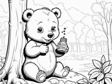 Tranh tô màu gấu đáng yêu, giúp bé phát triển tư duy hội họa