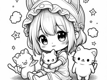 Tranh tô màu búp bê xinh đẹp và các món đồ chơi yêu thích cho bé gái