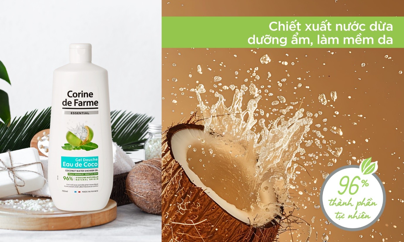 Chiết xuất nước dừa giúp dưỡng ẩm, bảo vệ da khỏi tình trạng khô ráp
