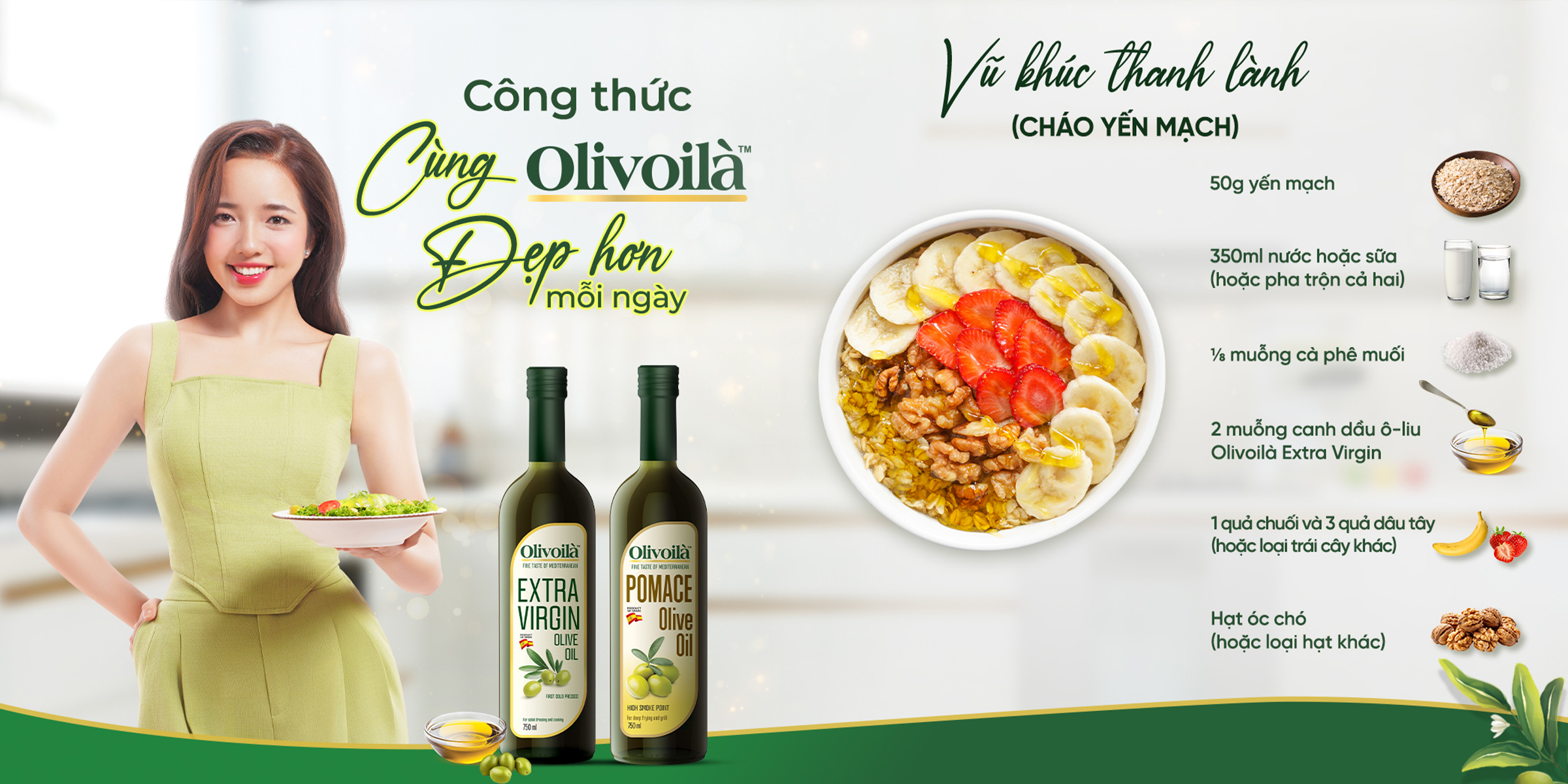 Bộ 07 công thức nấu ăn “Cùng Olivoilà Đẹp hơn mỗi ngày” được Olivoilà đặc biệt giới thiệu để phụ nữ hiện đại nuôi dưỡng vẻ đẹp từ trong ra ngoài.