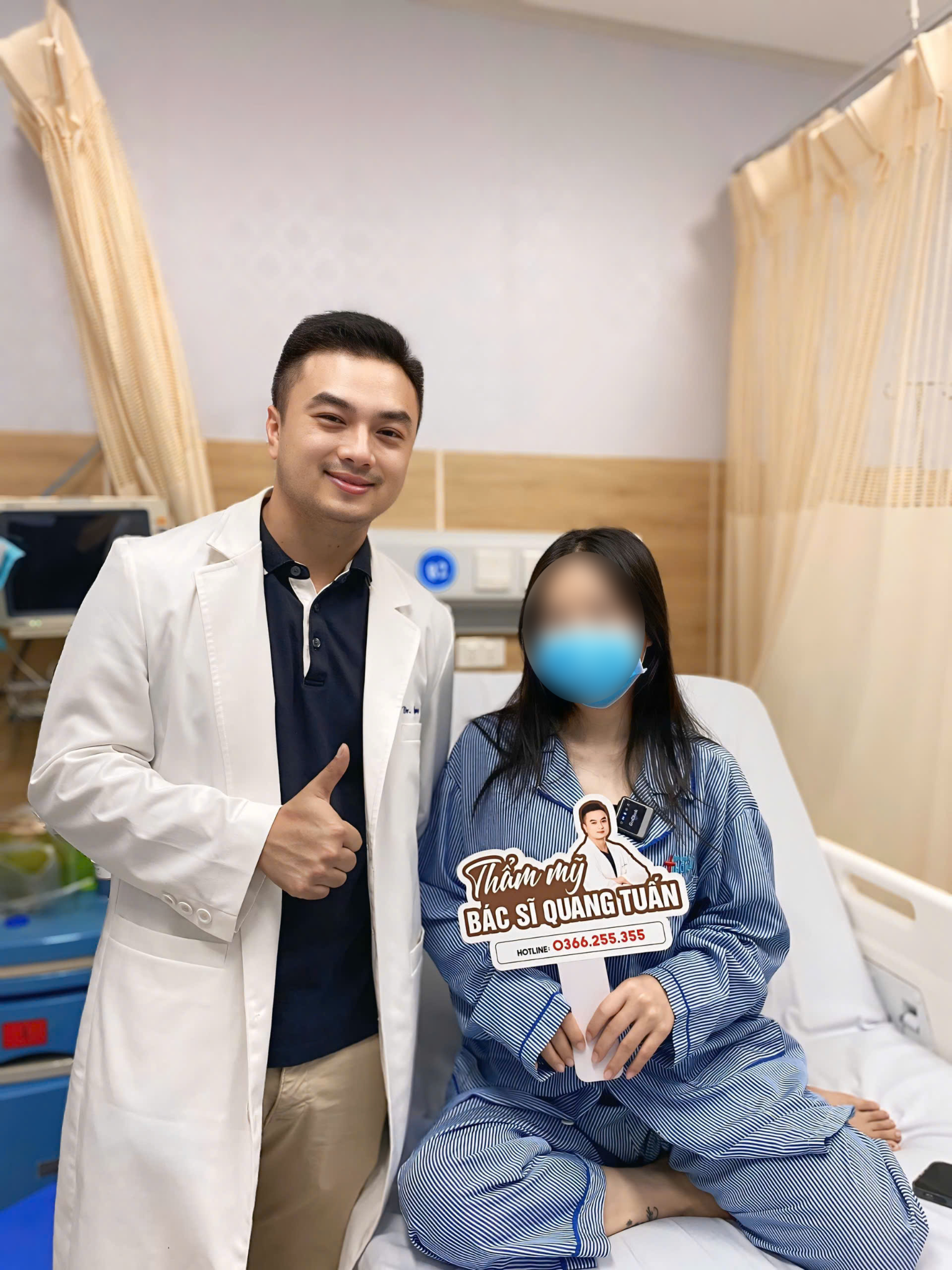 Bác sĩ Huỳnh Quang Tuấn và chị L.T.T sau 1 ngày nâng cấp vòng 1