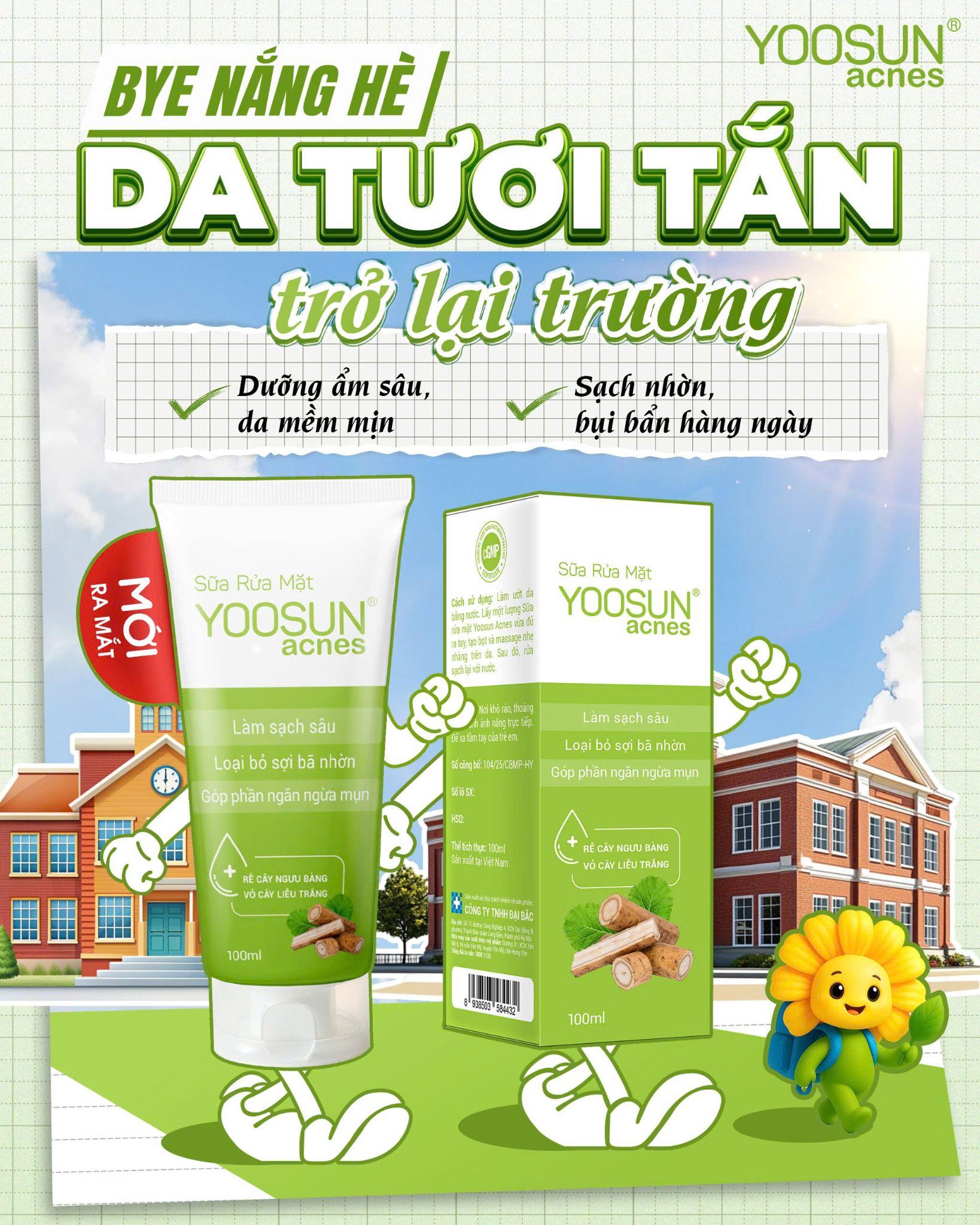 Sữa rửa mặt Yoosun Acnes dùng được cho mọi loại da.