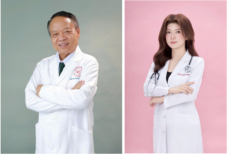 BS. Phạm Văn Sơn (bác sĩ chuyên khoa C1; Đại tá, thầy thuốc ưu tú, nguyên Phó giám đốc Chính ủy Bệnh viện Quân y 7A) và BS. Nguyễn Thị Chúc Mai (tốt nghiệp ĐH Y khoa Phạm Ngọc Thạch; bác sĩ chuyên khoa 1 Da liễu).