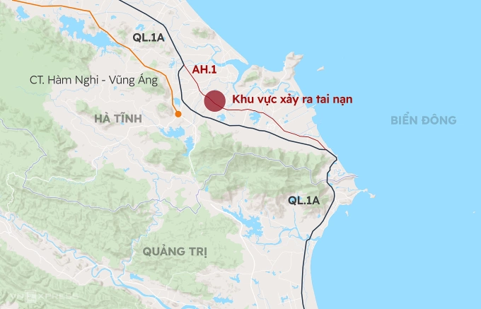 Vị trí xảy ra tai nạn. Đồ họa: Khánh Hoàng