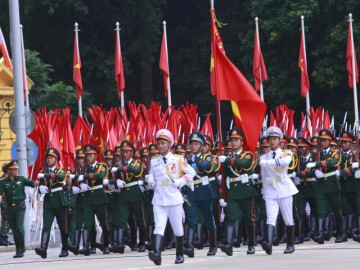 Các Khối luyện tập trước Tổng hợp luyện lần 1 ở Quảng trường Ba Đình