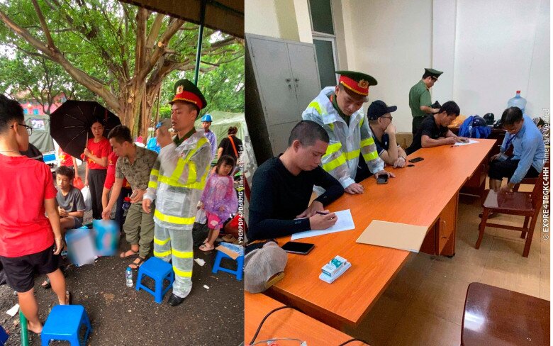 Nhiều người dân có hành vi bán ghế giữ chỗ được đưa về trụ sở Công an phường để lập biên bản xử lý.