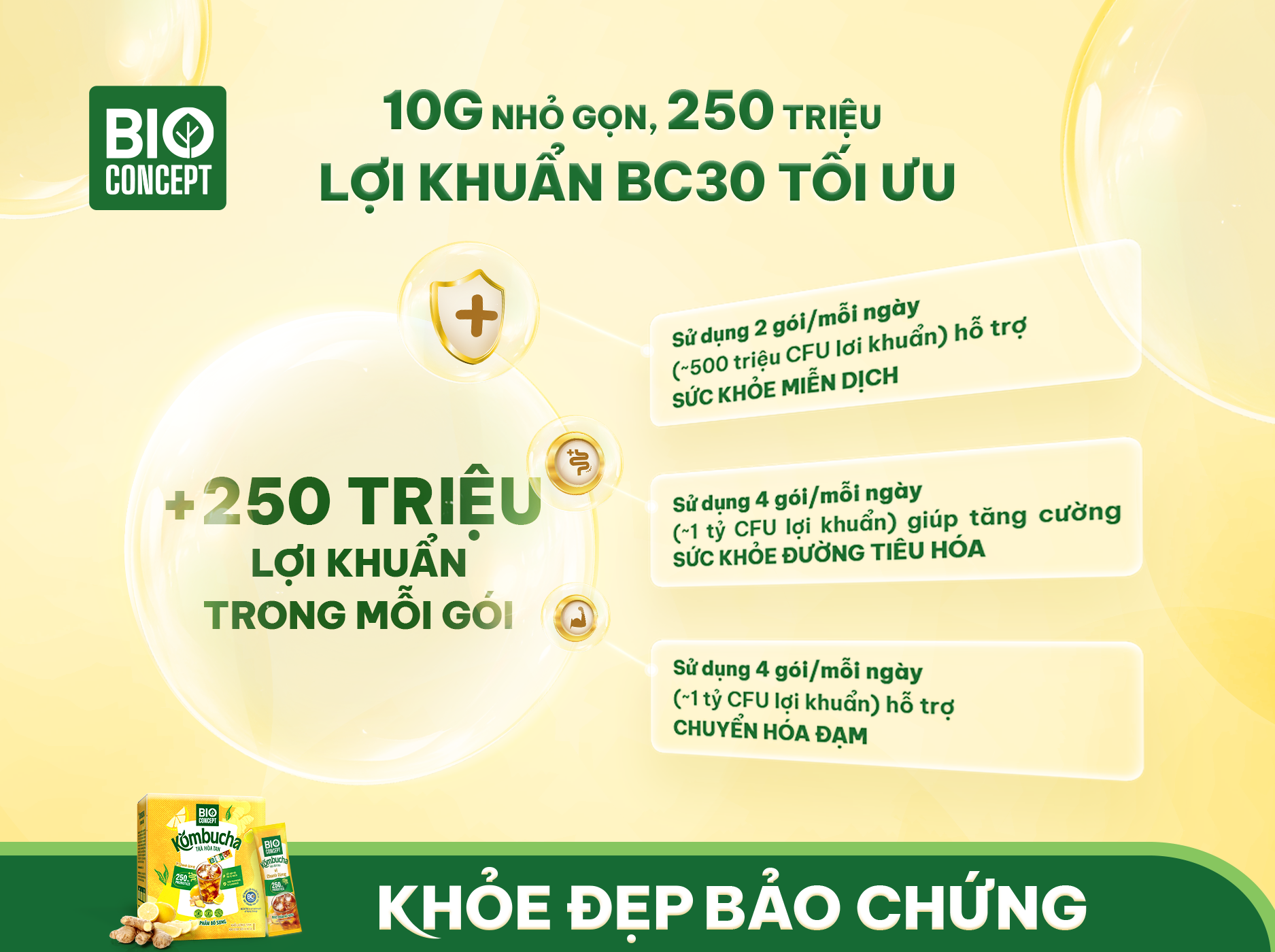 10g nhỏ gọn nhưng “đủ lực” để chăm sóc hệ tiêu hóa và miễn dịch với 2-4 gói mỗi ngày.