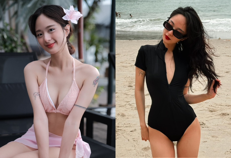 Không chỉ xinh đẹp và tài năng, Hiền Anh còn "đốn tim" cõi mạng bởi loạt ảnh diện bikini. "Hot girl quân nhân" chuộng các thiết kế cắt xẻ, tôn đường cong gợi cảm đẹp hút hồn.