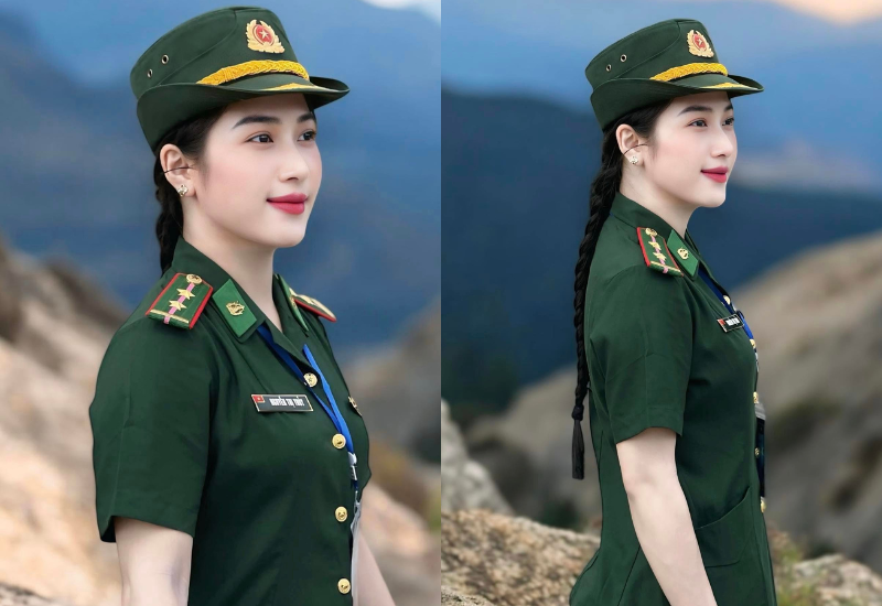 Người đang được nhắc đến chính là Thượng úy Nguyễn Thị Thủy. Theo chia sẻ, những bức ảnh gây sốt cõi mạng là  hậu trường khi chuẩn bị diễn màn hợp xướng tại chương trình Đất nước trọn niềm vui.