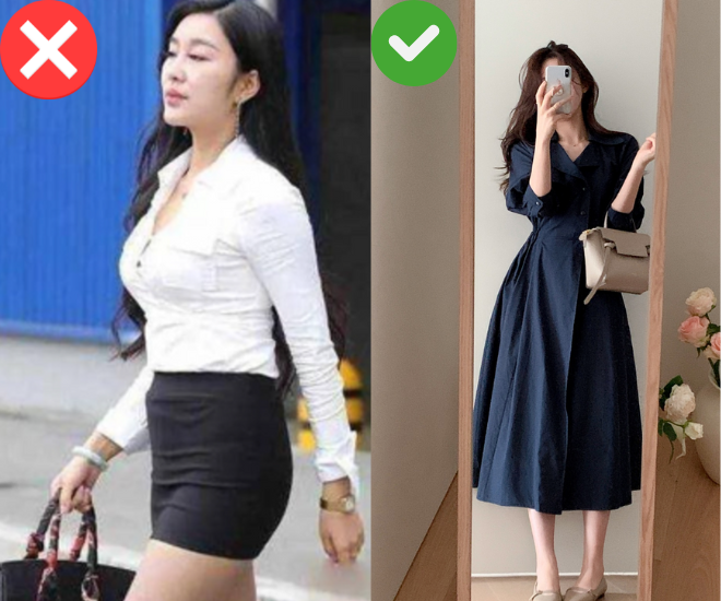 Vào ngày mưa, thay vì trang phục ôm sát tôn dáng, hãy chọn thay thế bằng quần áo dáng suông thoải mái để tự tin và giữ được sự chuyên nghiệp.