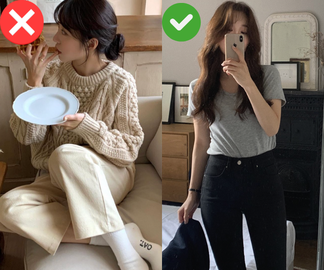 Len, dạ hay nhung đều thấm nước mạnh, lâu khô, dễ gây mùi khó chịu và làm biến dạng phom dáng khi ướt. Mặc cả ngày sẽ rất nặng nề và bất tiện. Thay vào đó, hãy ưu tiên vải nhẹ, nhanh khô để thoải mái hơn.