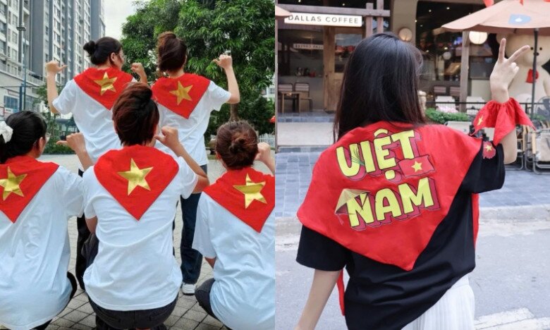 Khăn quàng đỏ sao vàng hoặc dòng chữ Việt Nam đang được giới trẻ yêu thích, thi nhau săn lùng để diện vào A80.
