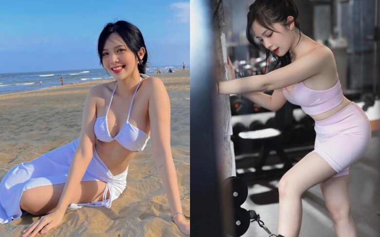 Trong những lần hiếm hoi khoe da thịt, Ngọc Huyền gây ấn tượng bởi vòng eo nhỏ xíu cùng làn da trắng nổi bật.