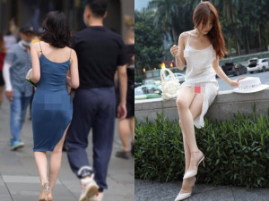 Hội chị em vô tư diện váy mỏng tang như giấy đi dạo phố, lộ phụ tùng khiến người đi đường chỉ biết "đỏ mặt"