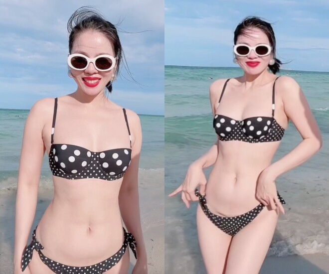 Lệ Quyên diện bikini khoe vòng eo 59 cm khiến dân tình trầm trồ. 