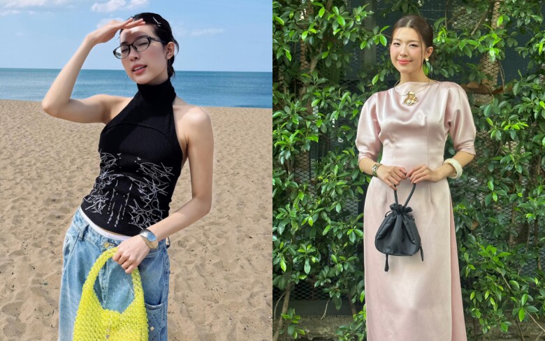 Ngoài ra, Lamoon còn tinh tế khi mix-match nhiều phụ kiện khiến tổng thể set đồ trở nên hài hòa và nổi bật. Khi check-in biển, mỹ nhân 2k3 kết hợp áo cổ yếm hiện đại với quần jeans và túi đan tay màu vàng neon, tạo điểm nhấn cá tính. Khi diện đầm lụa hồng pastel nhẹ nhàng, Lamoon chọn phối cùng túi xách đen nhỏ nhắn và trang sức ngọc trai, vòng tay, mang đến vẻ đẹp thanh lịch và dịu dàng. Hai phong cách đối lập nhưng đều thể hiện gu thẩm mỹ tinh tế và khả năng phối đồ khéo léo của cô nàng.