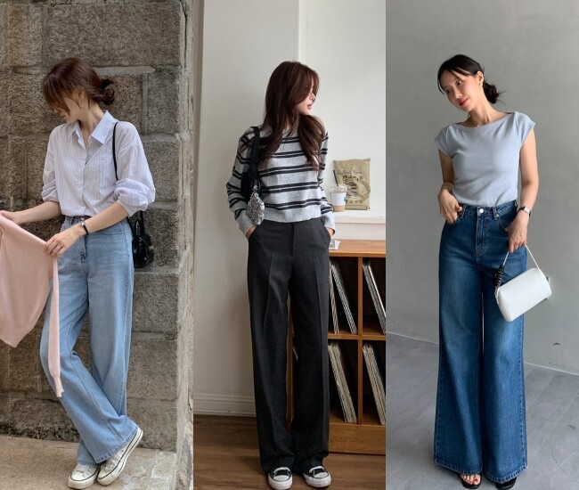 Đừng chọn quần thùng thình kéo lê vì dễ nuốt dáng. Hãy ưu tiên form suông thẳng, dài vừa chạm mắt cá, kết hợp giày mũi nhọn hoặc cao gót để tạo hiệu ứng đôi chân dài và thanh thoát hơn.