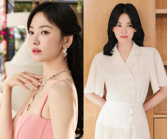 Làn da căng bóng, trắng mịn màng của Song Hye Kyo ở tuổi 44.