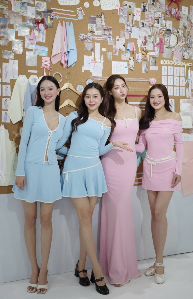 Nhiều Hoa - Á hậu lộ khuyết điểm cơ thể, nhất là vòng hai kém săn chắc khi diện thiết kế của thương hiệu thời trang Lương Thùy Linh làm chủ.