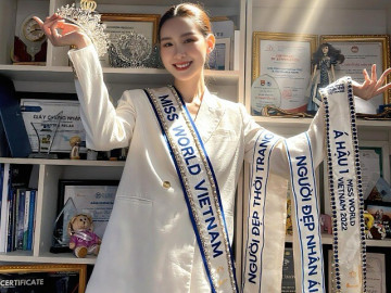 Bảo Ngọc khoe bộ sưu tập danh hiệu, giấy khen sau tin thi Miss World 2026