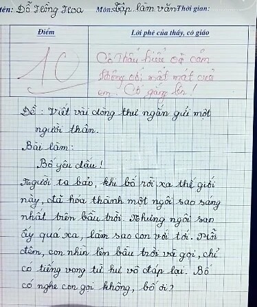 Bài văn viết về bố của bé gái lớp 5 nhận điểm 10 tròn trĩnh, cô giáo rưng rưng ngay khi đọc dòng đầu tiên - 1