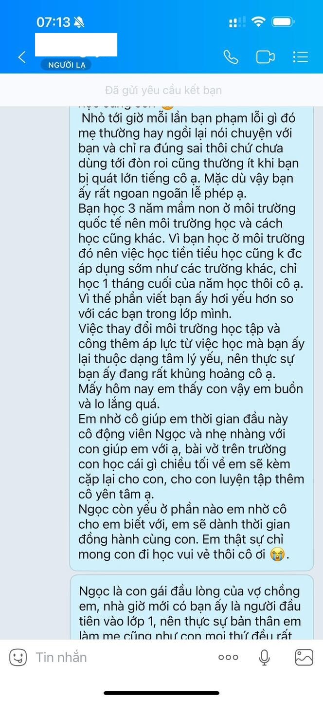 Nuôi cô con gái “sống trong môi trường chưa từng bị quát” giờ đi học lớp 1 hoảng sợ, mẹ Hà Nội nhắn tin cho cô giáo khiến CĐM tranh cãi - 2
