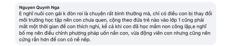 Một số bình luận trái chiều của CĐM về câu chuyện mà người mẹ chia sẻ.