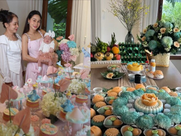 Sinh con lai với chồng Tây, cô giáo của Hồ Ngọc Hà làm 2 mâm cúng đầy tháng cho con đẹp hút mắt