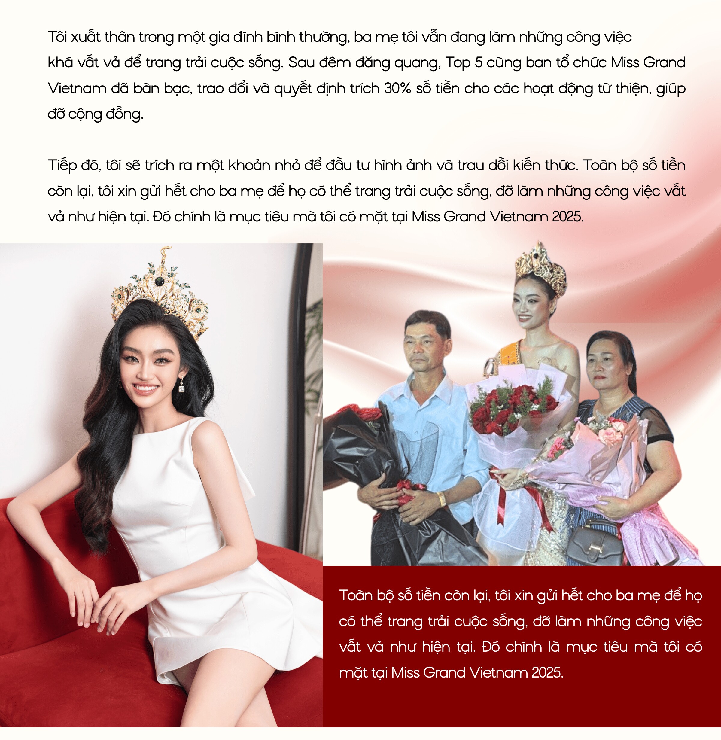 Miss Grand Vietnam 2025: “Tôi mang tiền thưởng về cho bố mẹ” - 7